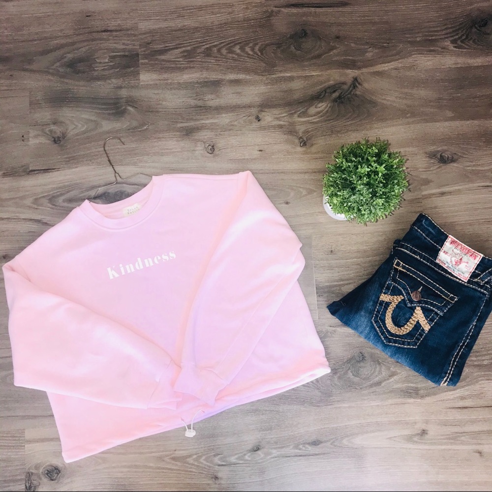 Urban Nation Pink kindness crop sweat shirt